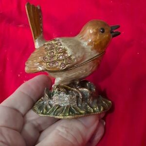 Decorative Brown and Gold Bird Figurine